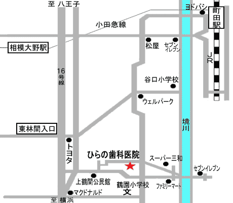 ひらの歯科医院までの地図